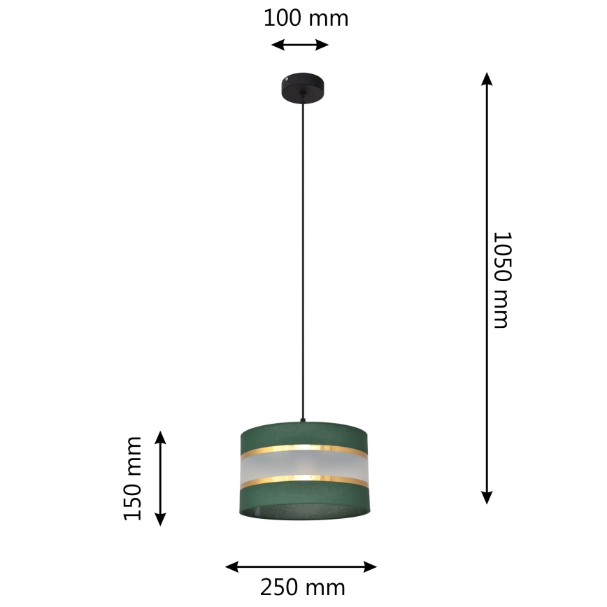 Κρεμαστό φωτιστικό οροφής  HELEN 1xE27/15W/230V διάμετρος 25 cm πράσινο/χρυσαφί