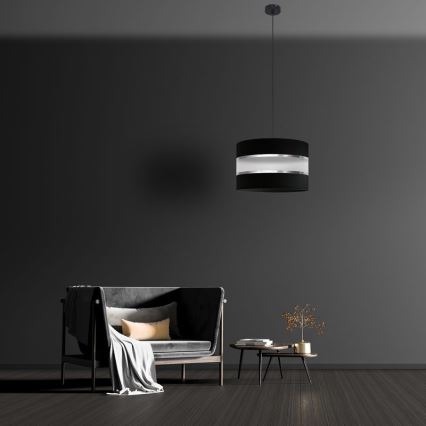 Κρεμαστό φωτιστικό οροφής HELEN 1xE27/15W/230V διάμετρος 35 cm μαύρο/ασήμι