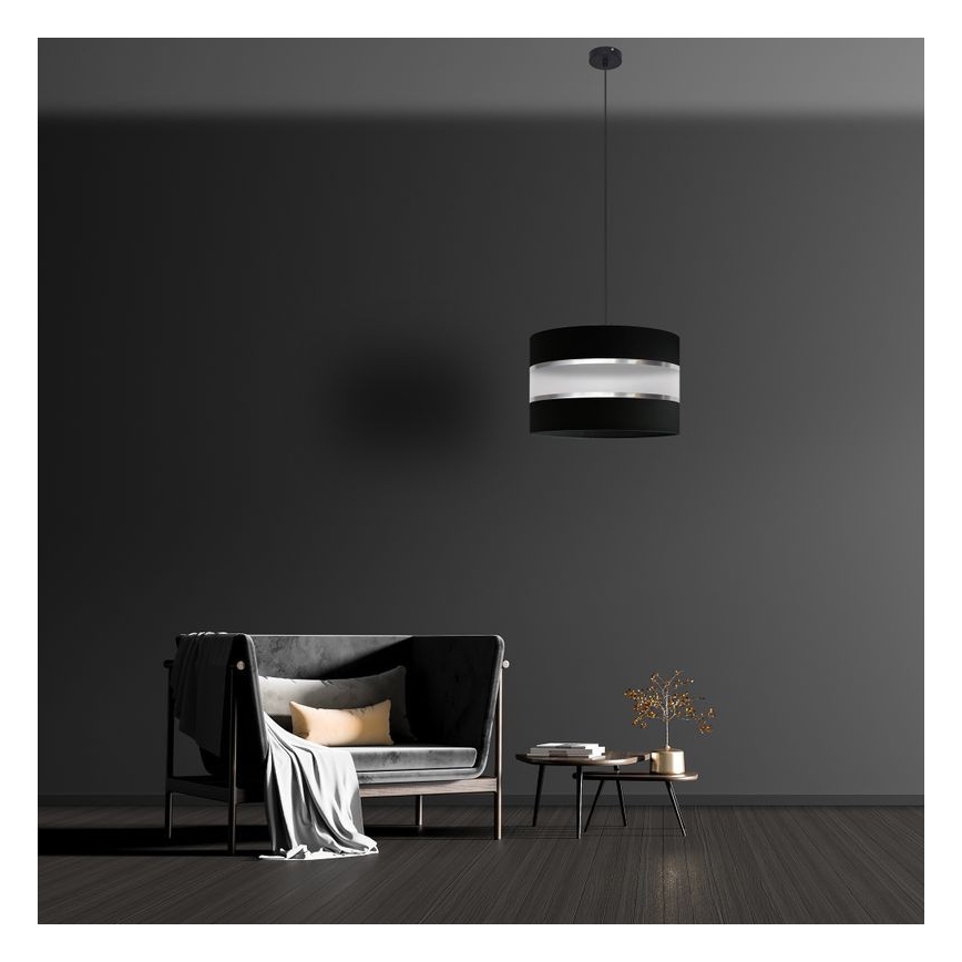Κρεμαστό φωτιστικό οροφής HELEN 1xE27/15W/230V διάμετρος 35 cm μαύρο/ασήμι