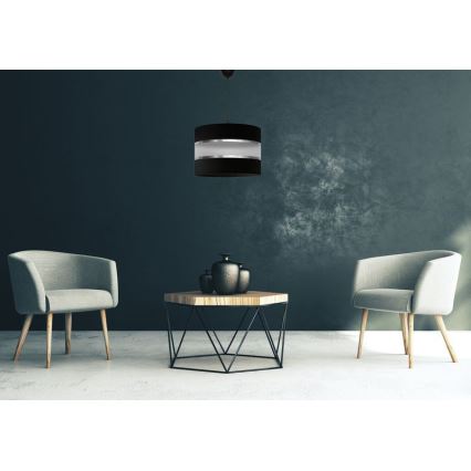 Κρεμαστό φωτιστικό οροφής HELEN 1xE27/15W/230V διάμετρος 35 cm μαύρο/ασήμι