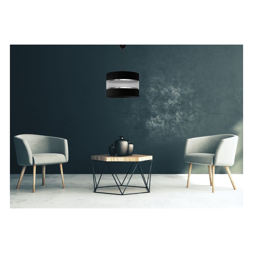 Κρεμαστό φωτιστικό οροφής HELEN 1xE27/15W/230V διάμετρος 35 cm μαύρο/ασήμι