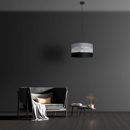 Κρεμαστό φωτιστικό οροφής HELEN 1xE27/15W/230V διάμετρος 35 cm μαύρο/γκρι/ασημί