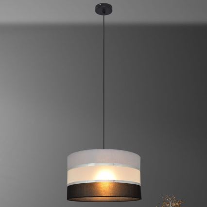 Κρεμαστό φωτιστικό οροφής HELEN 1xE27/15W/230V διάμετρος 35 cm μαύρο/γκρι/ασημί