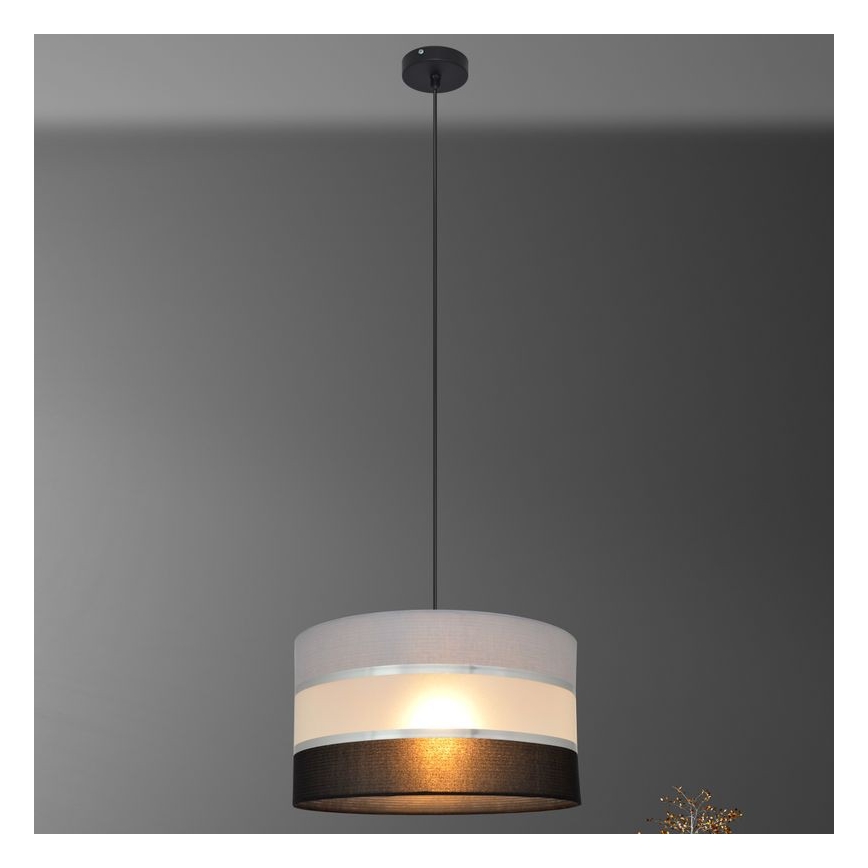 Κρεμαστό φωτιστικό οροφής HELEN 1xE27/15W/230V διάμετρος 35 cm μαύρο/γκρι/ασημί