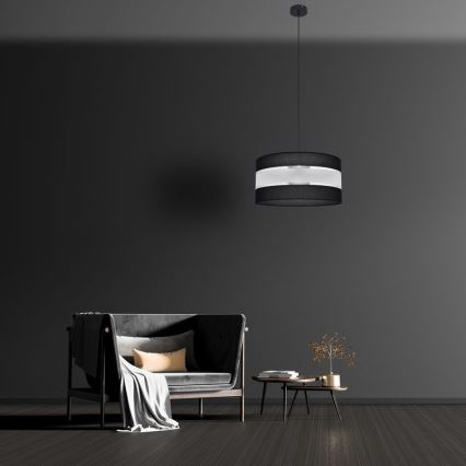 Κρεμαστό φωτιστικό οροφής HELEN 1xE27/15W/230V διάμετρος 40 cm μαύρο/ασήμι