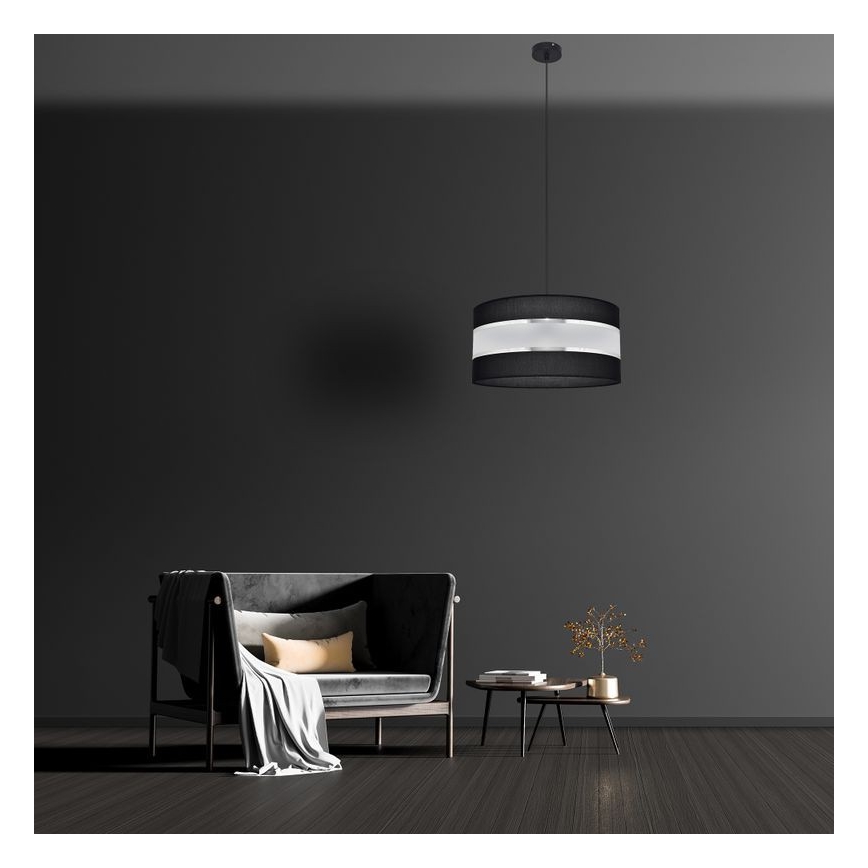 Κρεμαστό φωτιστικό οροφής HELEN 1xE27/15W/230V διάμετρος 40 cm μαύρο/ασήμι