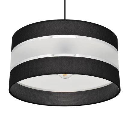 Κρεμαστό φωτιστικό οροφής HELEN 1xE27/15W/230V διάμετρος 40 cm μαύρο/ασήμι