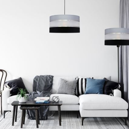 Κρεμαστό φωτιστικό οροφής HELEN 1xE27/15W/230V διάμετρος 40 cm μαύρο/γκρι/ασημί