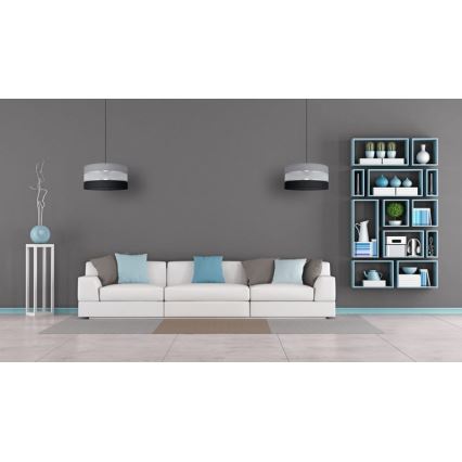 Κρεμαστό φωτιστικό οροφής HELEN 1xE27/15W/230V διάμετρος 40 cm μαύρο/γκρι/ασημί