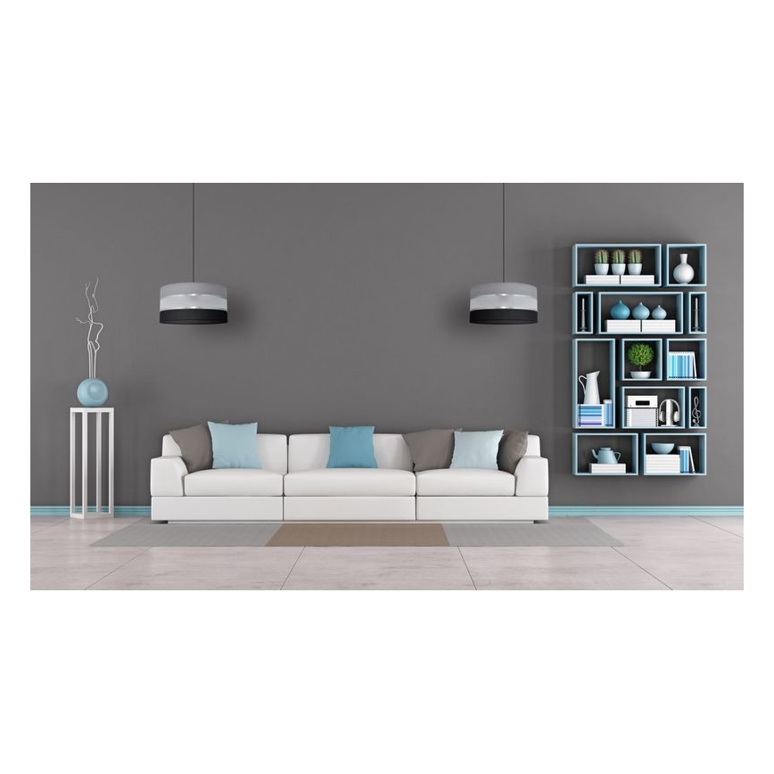 Κρεμαστό φωτιστικό οροφής HELEN 1xE27/15W/230V διάμετρος 40 cm μαύρο/γκρι/ασημί