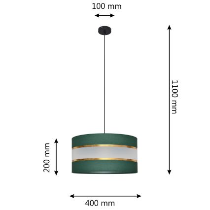 Κρεμαστό φωτιστικό οροφής  HELEN 1xE27/15W/230V διάμετρος 40 cm πράσινο/χρυσαφί