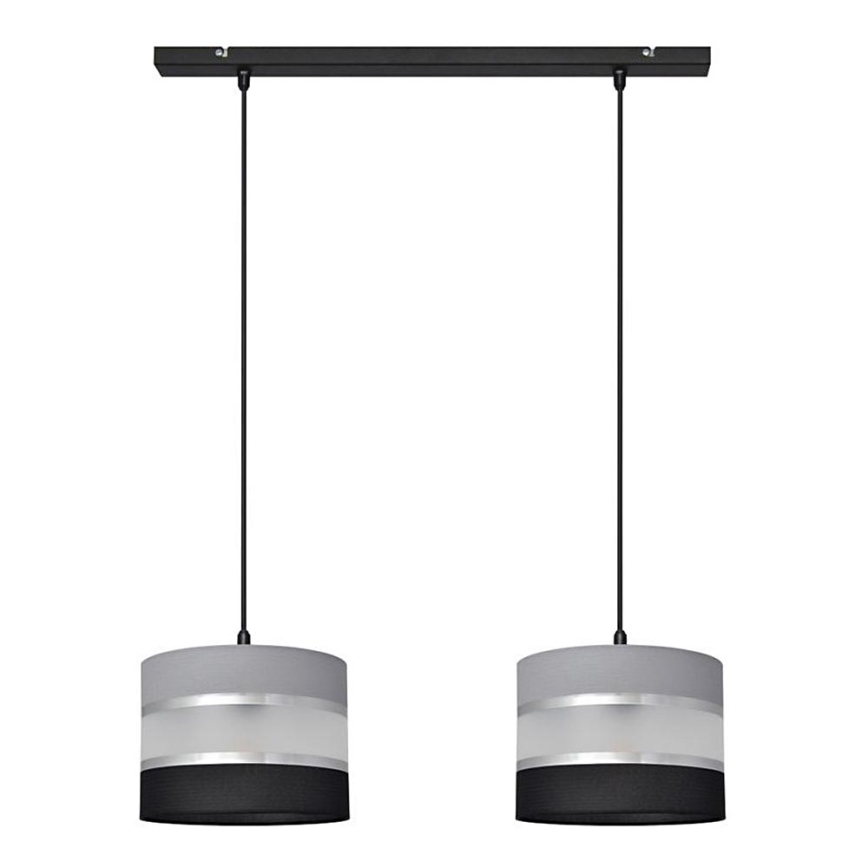 Κρεμαστό φωτιστικό οροφής HELEN 2xE27/15W/230V μαύρο/γκρι/ασημί