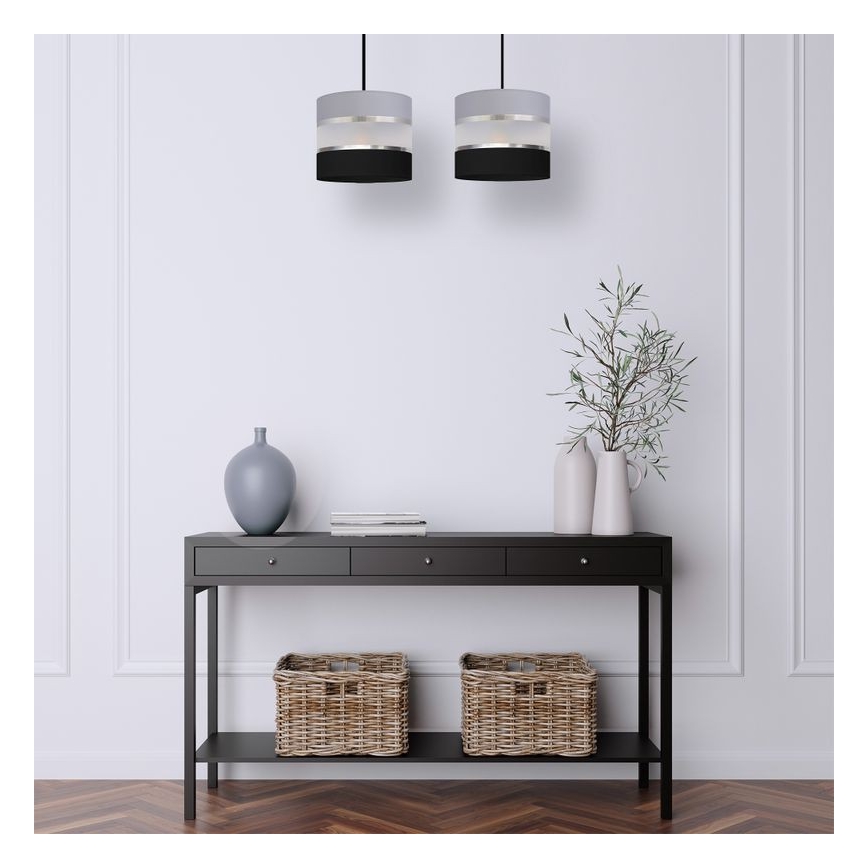 Κρεμαστό φωτιστικό οροφής HELEN 2xE27/15W/230V μαύρο/γκρι/ασημί