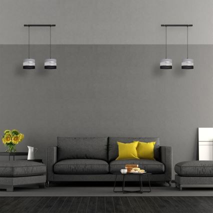 Κρεμαστό φωτιστικό οροφής HELEN 2xE27/15W/230V μαύρο/γκρι/ασημί