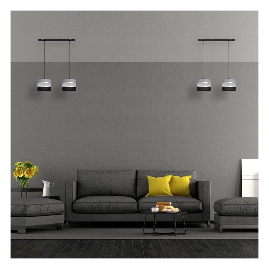 Κρεμαστό φωτιστικό οροφής HELEN 2xE27/15W/230V μαύρο/γκρι/ασημί