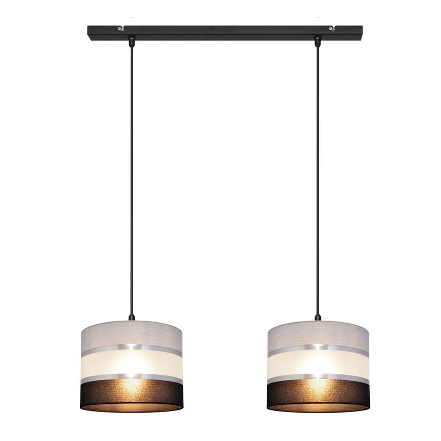 Κρεμαστό φωτιστικό οροφής HELEN 2xE27/15W/230V μαύρο/γκρι/ασημί