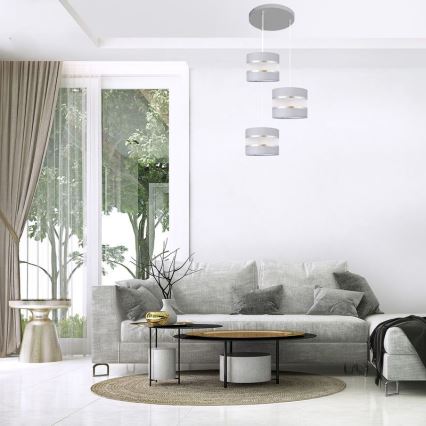 Κρεμαστό φωτιστικό οροφής HELEN 3xE27/15W/230V γκρι/ασημί
