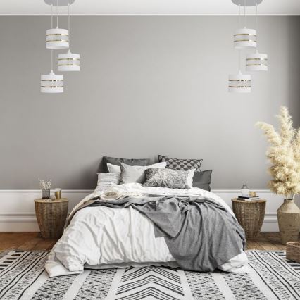 Κρεμαστό φωτιστικό οροφής HELEN 3xE27/15W/230V λευκό/χρυσό