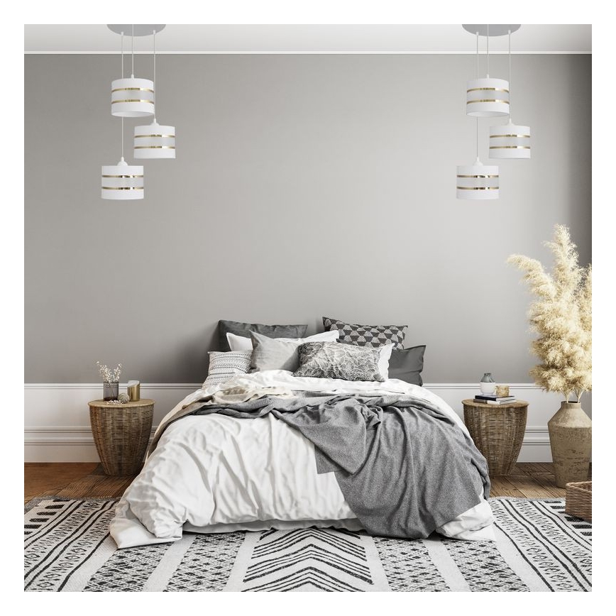 Κρεμαστό φωτιστικό οροφής HELEN 3xE27/15W/230V λευκό/χρυσό