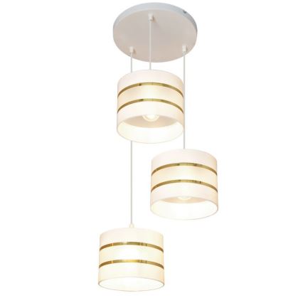 Κρεμαστό φωτιστικό οροφής HELEN 3xE27/15W/230V λευκό/χρυσό