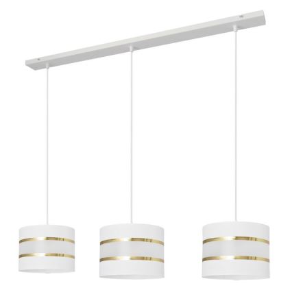 Κρεμαστό φωτιστικό οροφής HELEN 3xE27/15W/230V λευκό/χρυσό