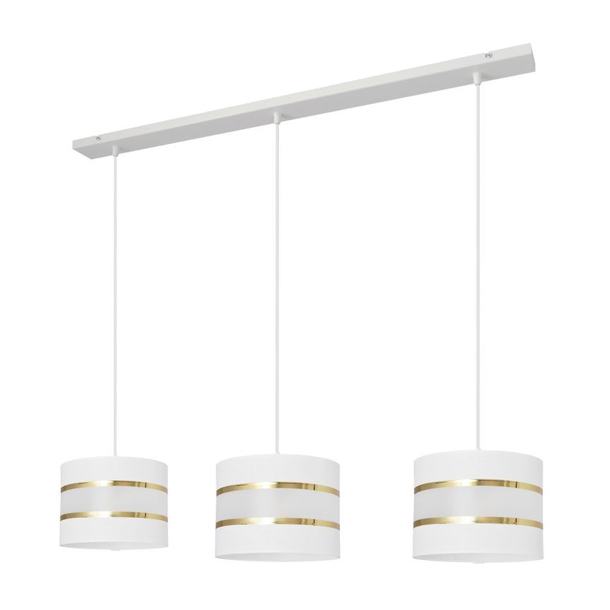 Κρεμαστό φωτιστικό οροφής HELEN 3xE27/15W/230V λευκό/χρυσό