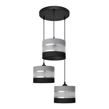 Κρεμαστό φωτιστικό οροφής HELEN 3xE27/15W/230V μαύρο/γκρι/ασημί