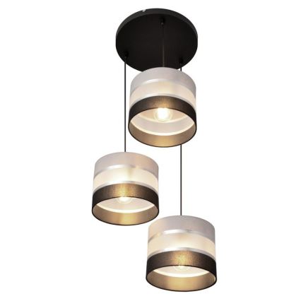 Κρεμαστό φωτιστικό οροφής HELEN 3xE27/15W/230V μαύρο/γκρι/ασημί