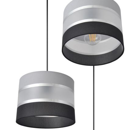 Κρεμαστό φωτιστικό οροφής HELEN 3xE27/15W/230V μαύρο/γκρι/ασημί