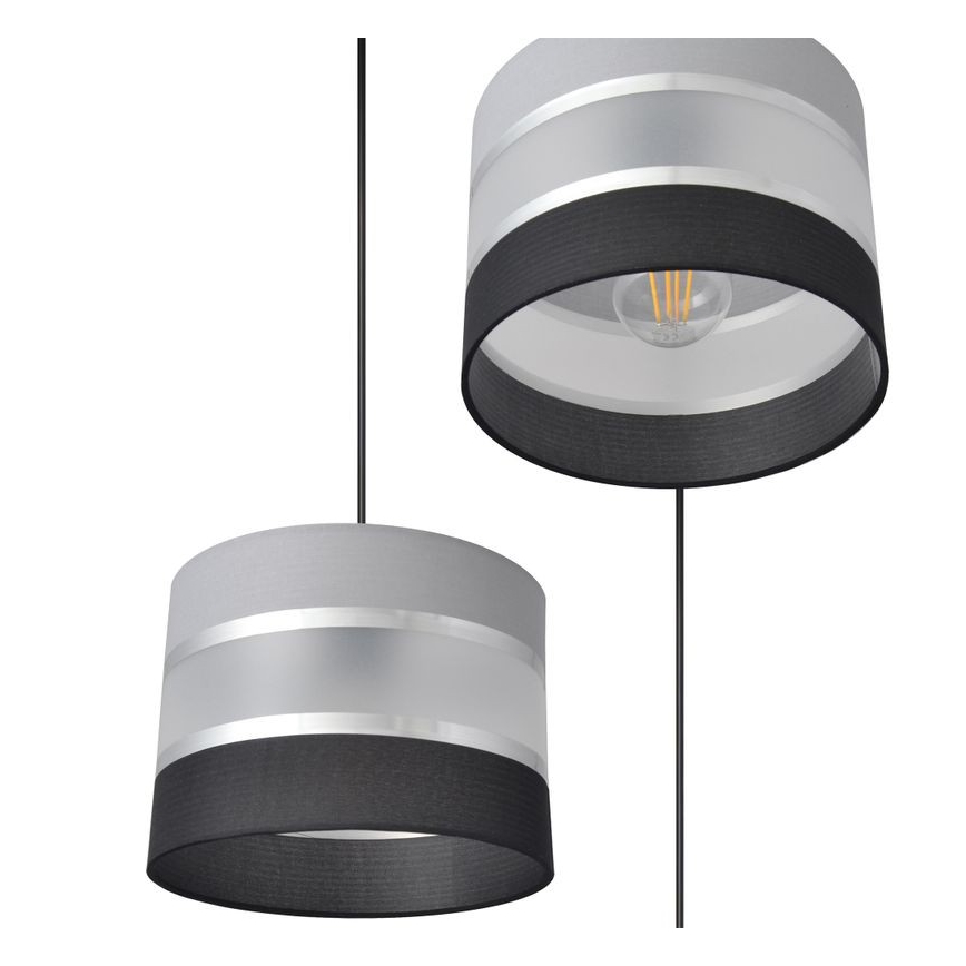 Κρεμαστό φωτιστικό οροφής HELEN 3xE27/15W/230V μαύρο/γκρι/ασημί