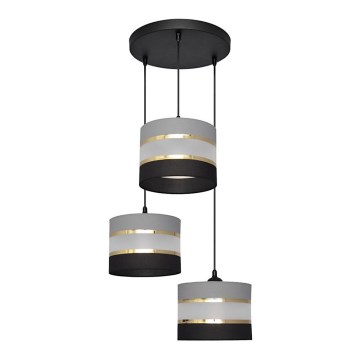 Κρεμαστό φωτιστικό οροφής HELEN 3xE27/15W/230V μαύρο/γκρι/χρυσό