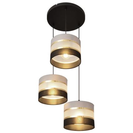 Κρεμαστό φωτιστικό οροφής HELEN 3xE27/15W/230V μαύρο/γκρι/χρυσό