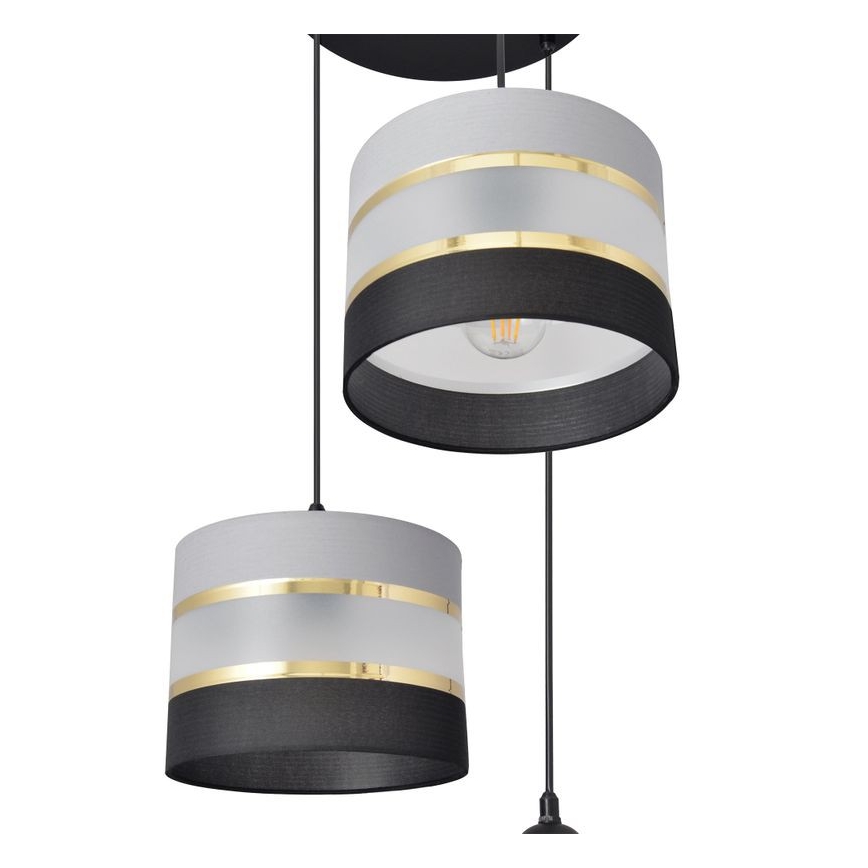 Κρεμαστό φωτιστικό οροφής HELEN 3xE27/15W/230V μαύρο/γκρι/χρυσό