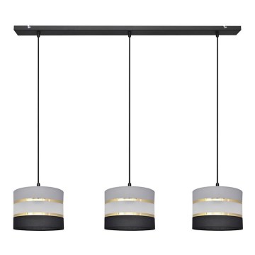 Κρεμαστό φωτιστικό οροφής HELEN 3xE27/15W/230V μαύρο/γκρι/χρυσό