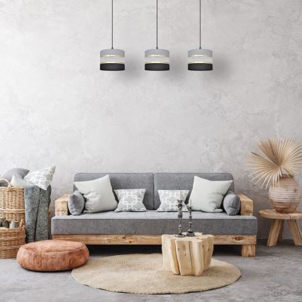 Κρεμαστό φωτιστικό οροφής HELEN 3xE27/15W/230V μαύρο/γκρι/χρυσό