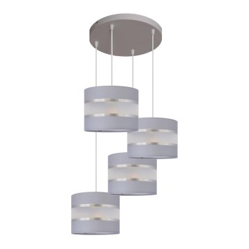 Κρεμαστό φωτιστικό οροφής HELEN 4xE27/15W/230V γκρι/ασημί