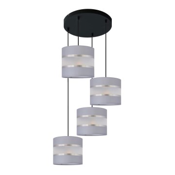 Κρεμαστό φωτιστικό οροφής HELEN 4xE27/15W/230V γκρι/μαύρο