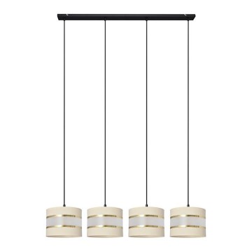 Κρεμαστό φωτιστικό οροφής HELEN 4xE27/15W/230V κρεμ/μαύρο/χρυσό