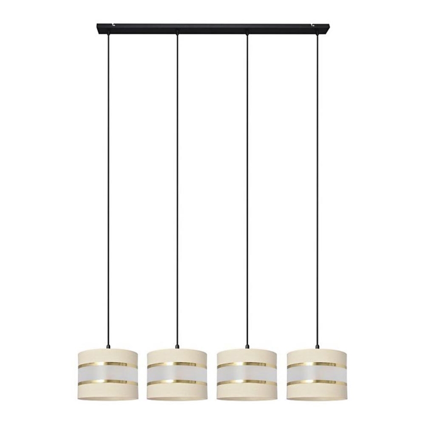 Κρεμαστό φωτιστικό οροφής HELEN 4xE27/15W/230V κρεμ/μαύρο/χρυσό