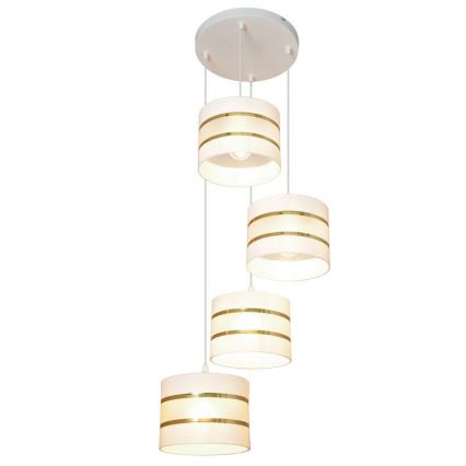 Κρεμαστό φωτιστικό οροφής HELEN 4xE27/15W/230V λευκό/χρυσό