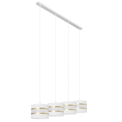 Κρεμαστό φωτιστικό οροφής HELEN 4xE27/15W/230V λευκό/χρυσό