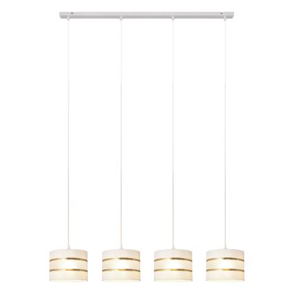 Κρεμαστό φωτιστικό οροφής HELEN 4xE27/15W/230V λευκό/χρυσό