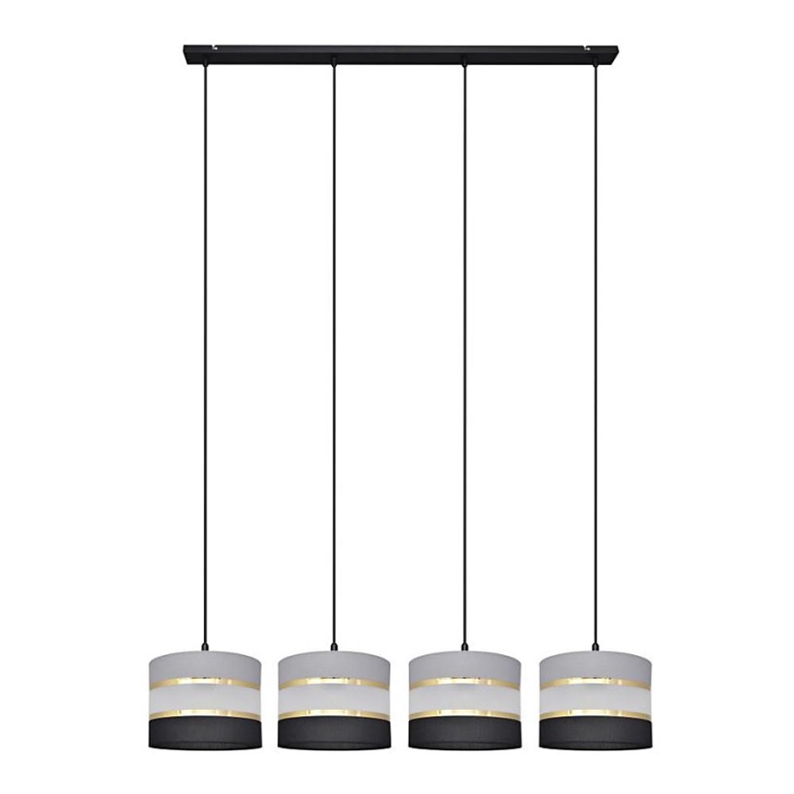 Κρεμαστό φωτιστικό οροφής HELEN 4xE27/15W/230V μαύρο/γκρι/χρυσό