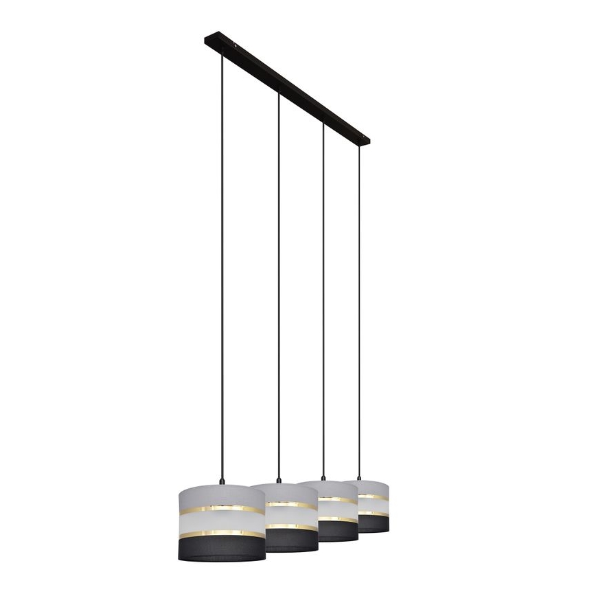 Κρεμαστό φωτιστικό οροφής HELEN 4xE27/15W/230V μαύρο/γκρι/χρυσό