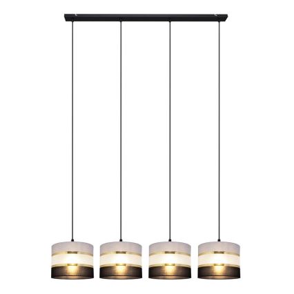 Κρεμαστό φωτιστικό οροφής HELEN 4xE27/15W/230V μαύρο/γκρι/χρυσό