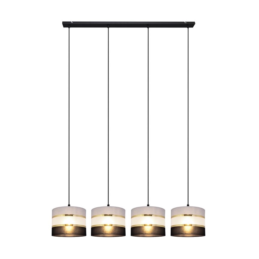 Κρεμαστό φωτιστικό οροφής HELEN 4xE27/15W/230V μαύρο/γκρι/χρυσό