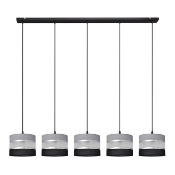 Κρεμαστό φωτιστικό οροφής HELEN 5xE27/15W/230V μαύρο/γκρι/ασημί