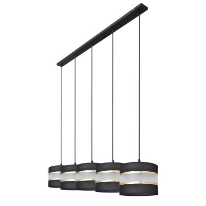 Κρεμαστό φωτιστικό οροφής HELEN 5xE27/15W/230V μαύρο/χρυσό