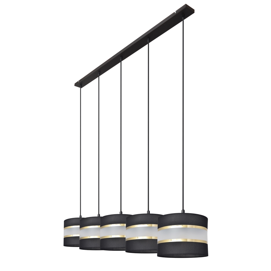 Κρεμαστό φωτιστικό οροφής HELEN 5xE27/15W/230V μαύρο/χρυσό