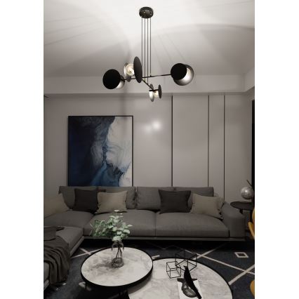 Κρεμαστό φωτιστικό οροφής IDEA 4xE27/15W/230V μαύρο